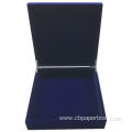 Blue Velvet Wooden Box For Dates Laser Logo